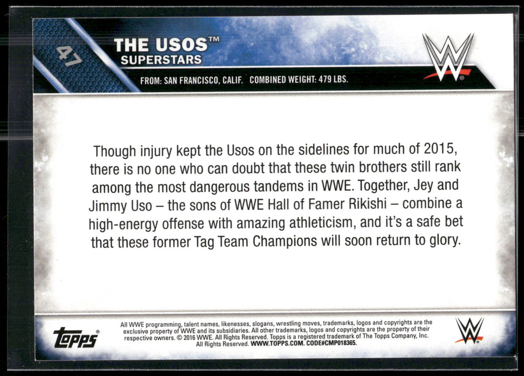 2016 Topps WWE #47 The Usos