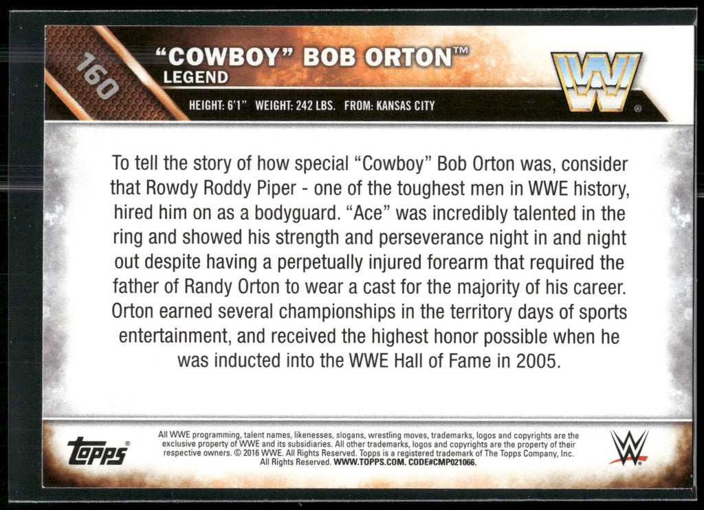 2016 Topps WWE Then Now Forever #160 "Cowboy" Bob Orton