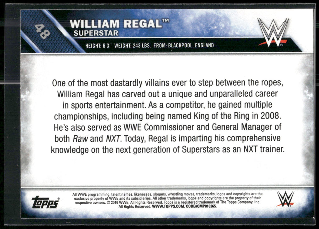 2016 Topps WWE #48 William Regal