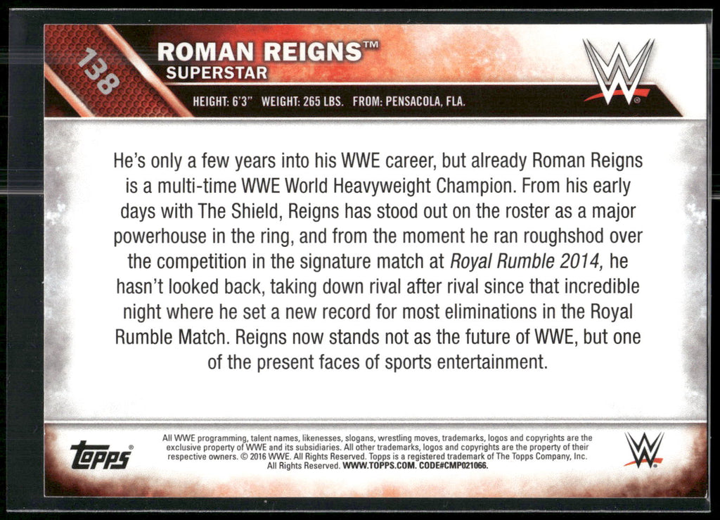 2016 Topps WWE Then Now Forever #138 Roman Reigns