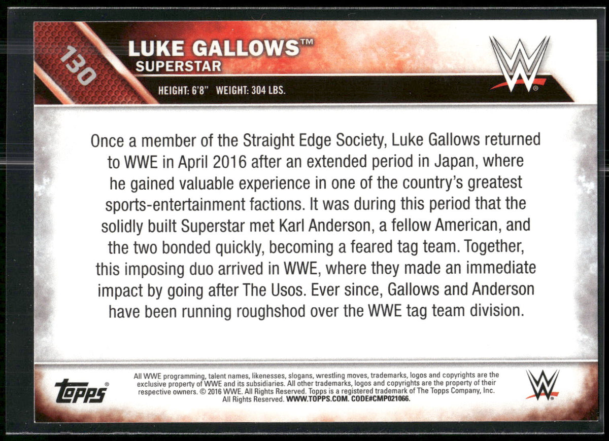 2016 Topps WWE Then Now Forever #130 Luke Gallows