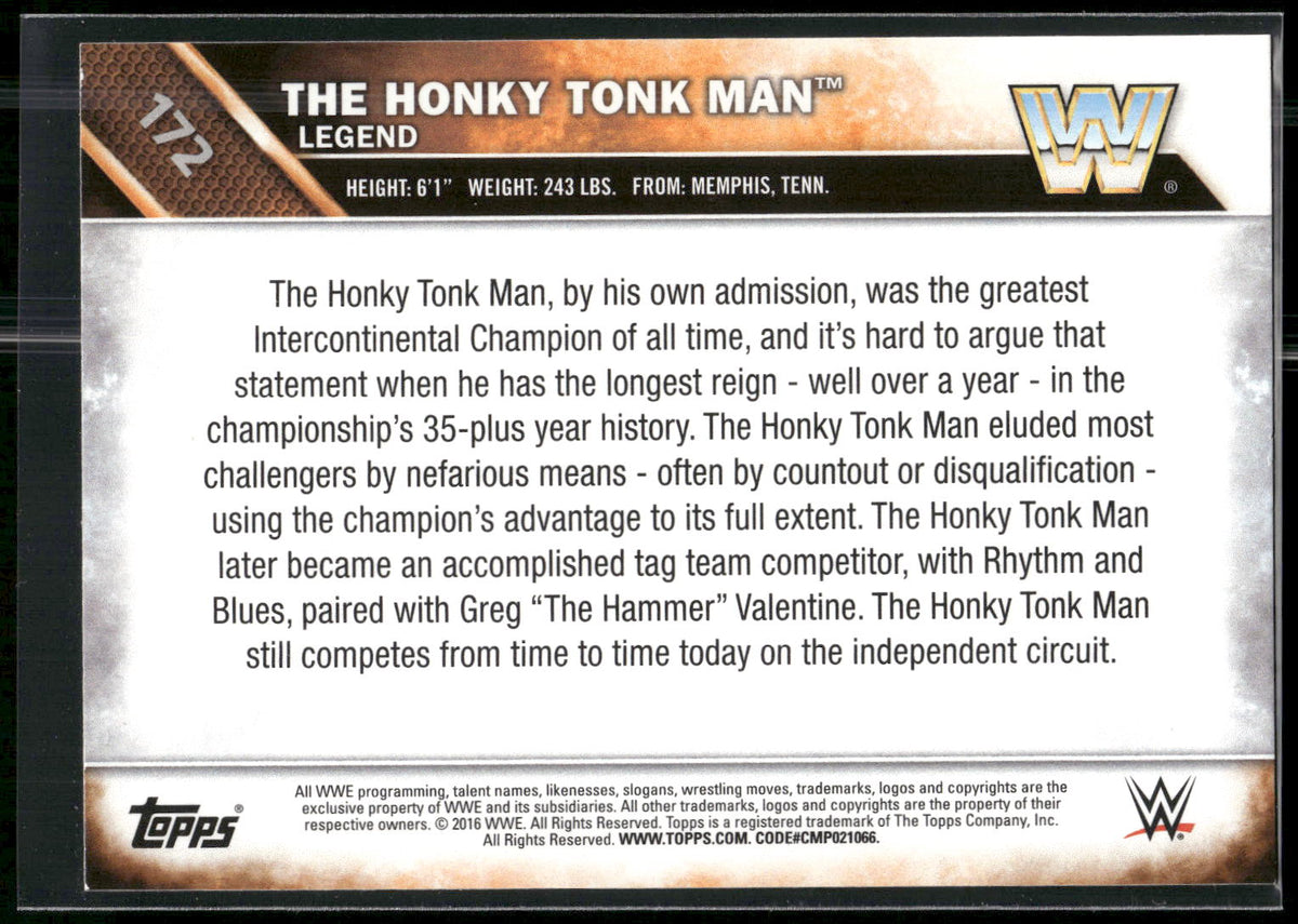 2016 Topps WWE Then Now Forever #172 The Honky Tonk Man