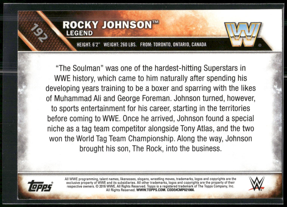 2016 Topps WWE Then Now Forever #192 Rocky Johnson