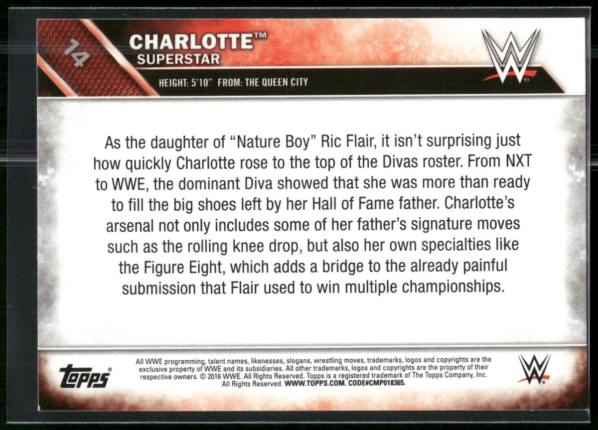 2016 Topps WWE #14 Charlotte