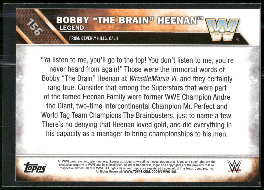 2016 Topps WWE Then Now Forever #156 Bobby "The Brain" Heenan
