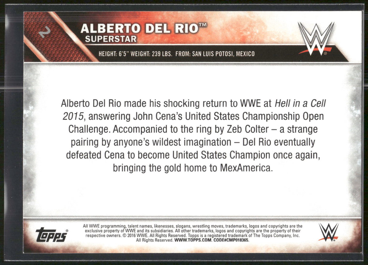 2016 Topps WWE #2 Alberto Del Rio