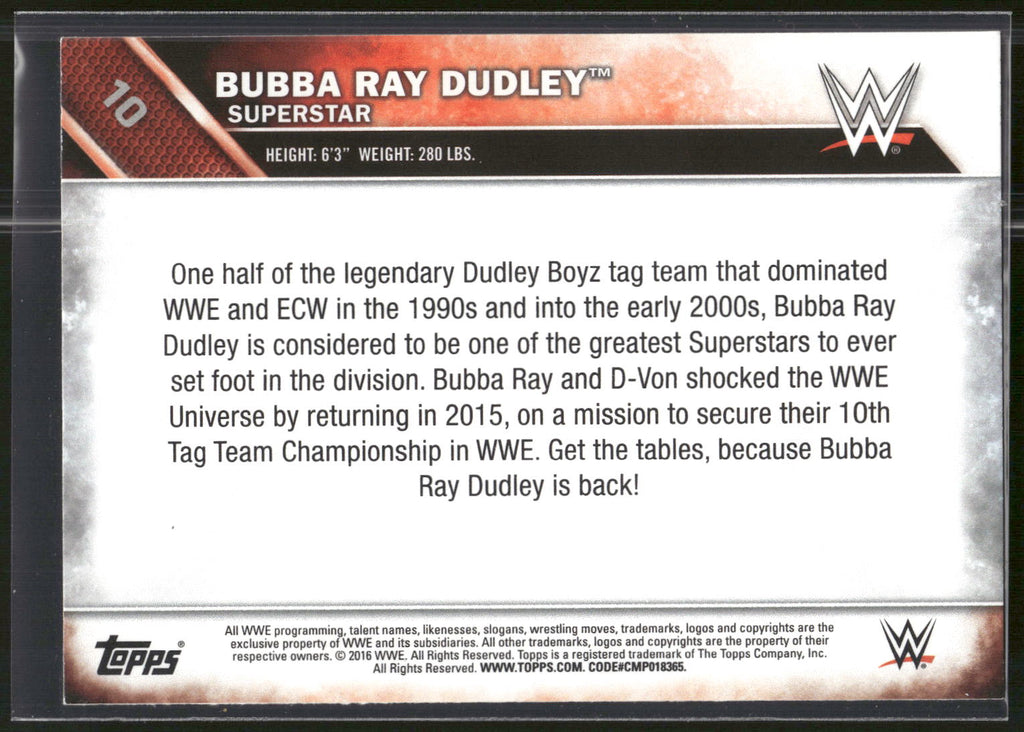 2016 Topps WWE #10 Bubba Ray Dudley Bronze