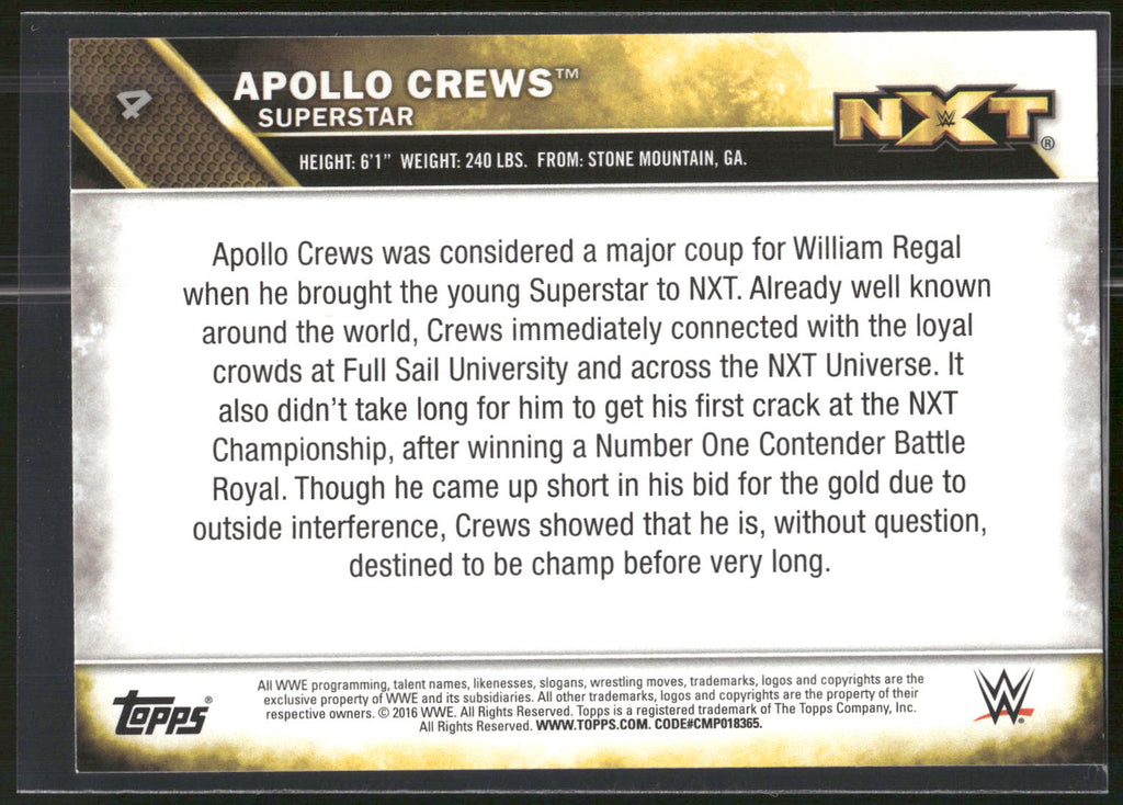 2016 Topps WWE #4 Apollo Crews NXT