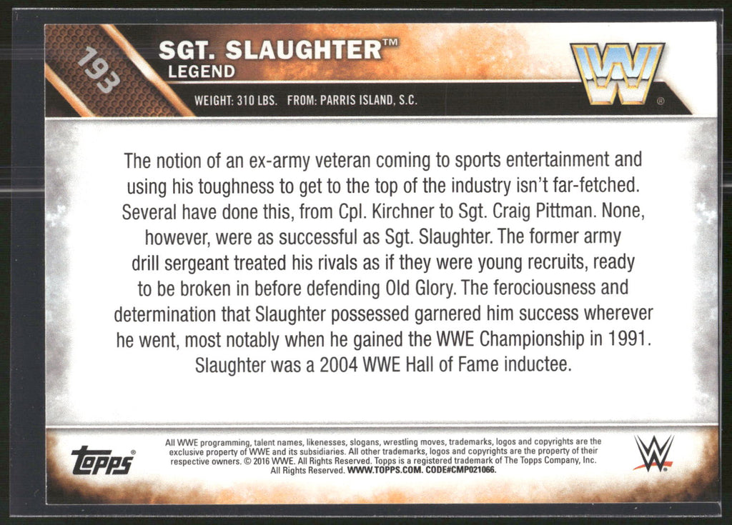 2011 Topps WWE #H-48 Sgt. Slaughter Heritage