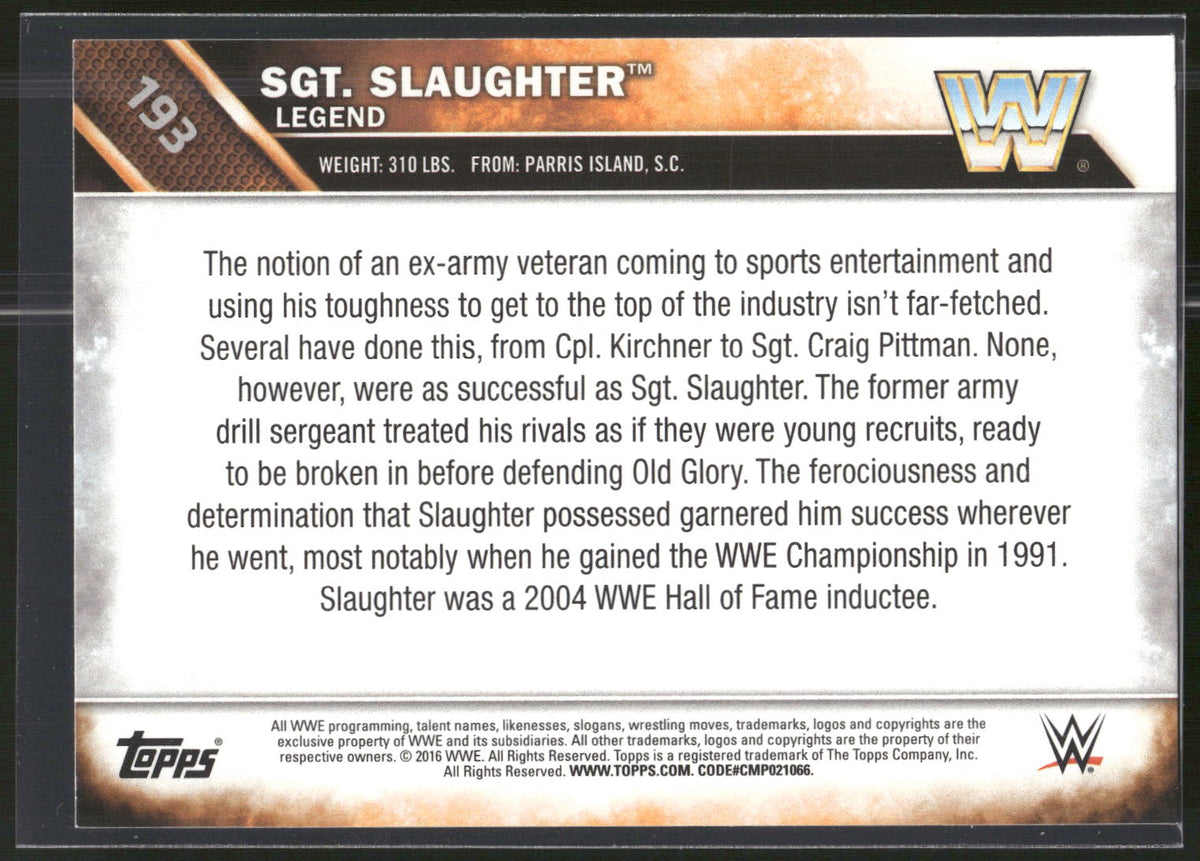2011 Topps WWE #H-48 Sgt. Slaughter Heritage