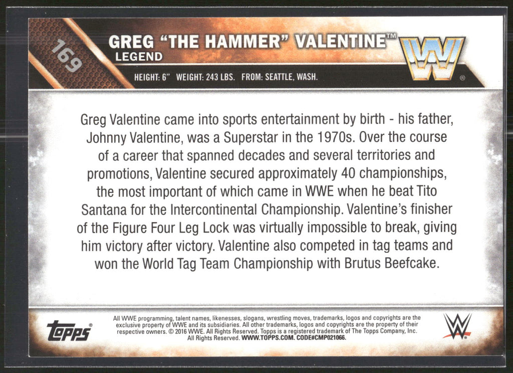 2012 Topps Heritage WWE #76 Greg The Hammer Valentine