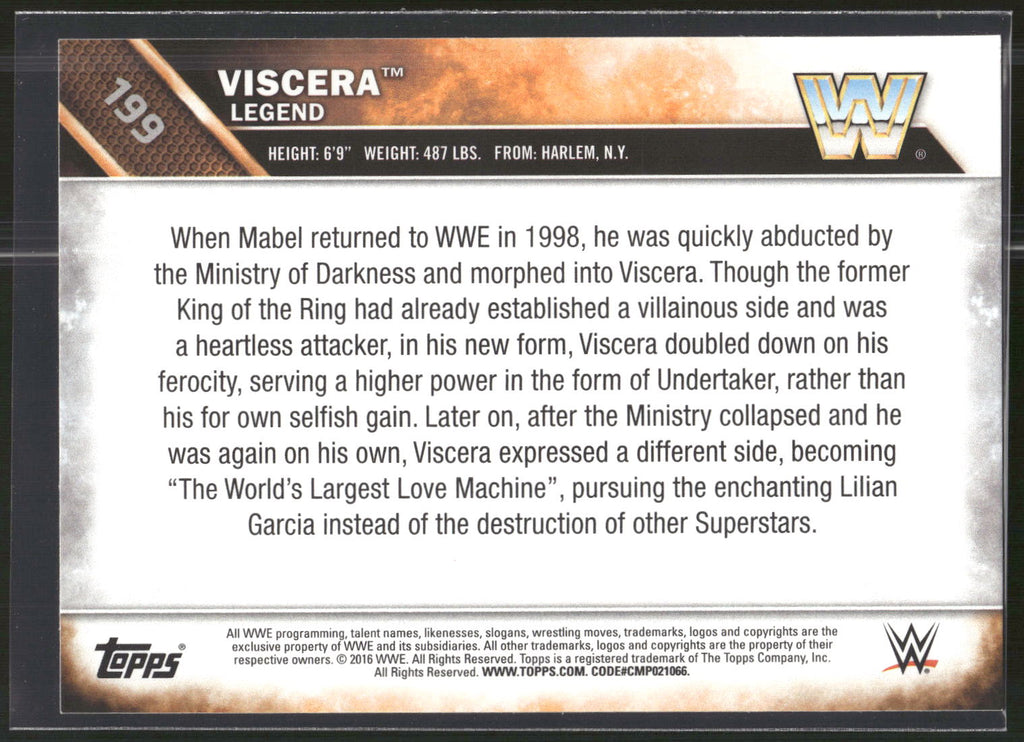 2016 Topps WWE Then Now Forever #199 Viscera
