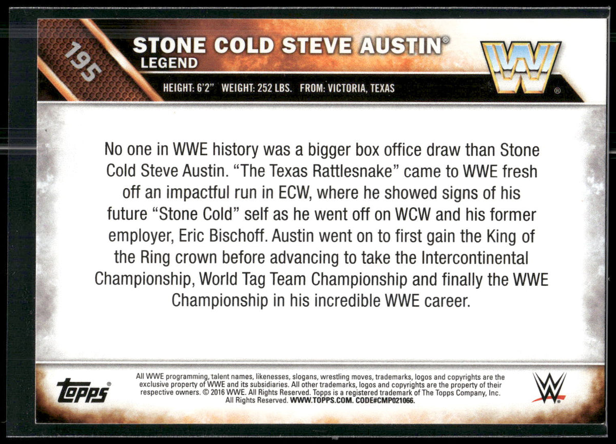 2016 Topps WWE Then Now Forever #195 Stone Cold Steve Austin