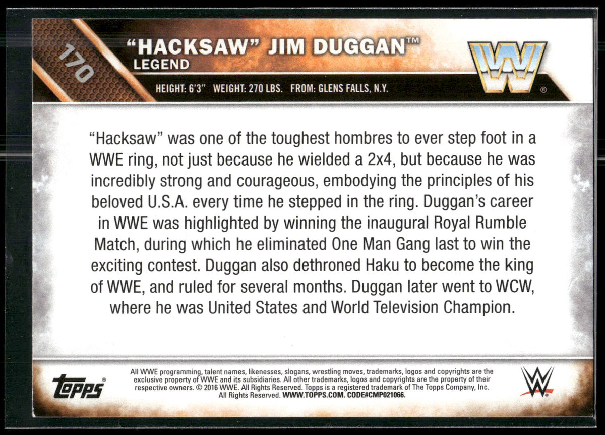 2016 Topps WWE Then Now Forever #170 "Hacksaw" Jim Duggan