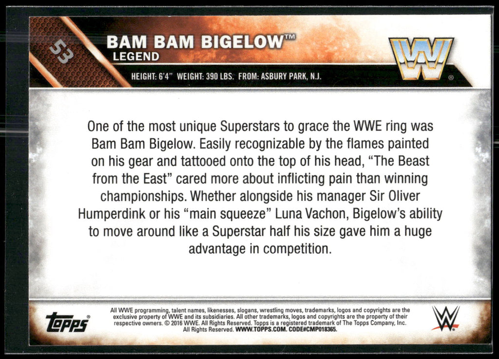 2016 Topps WWE #53 Bam Bam Bigelow