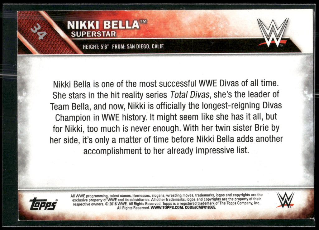 2016 Topps WWE #34 Nikki Bella