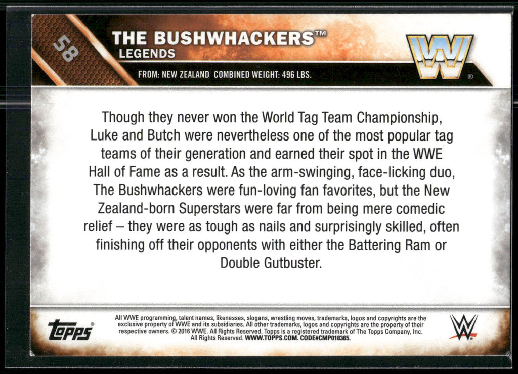 2016 Topps WWE #58 The Bushwhackers