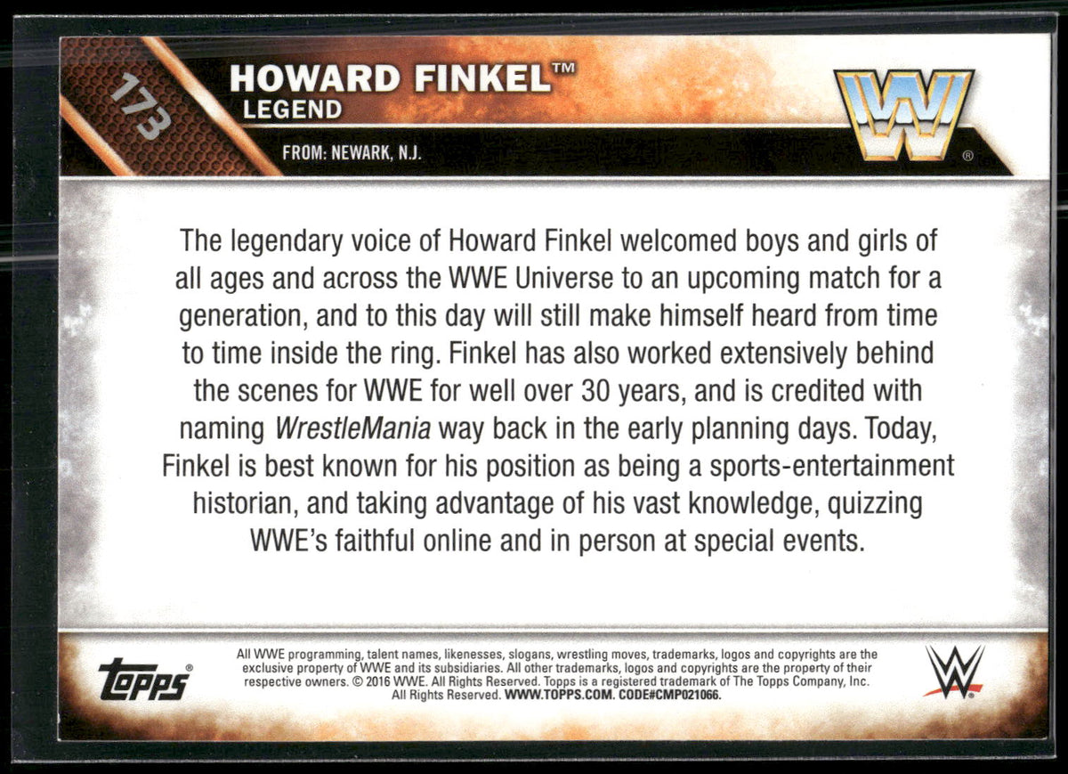 2016 Topps WWE Then Now Forever #173 Howard Finkel