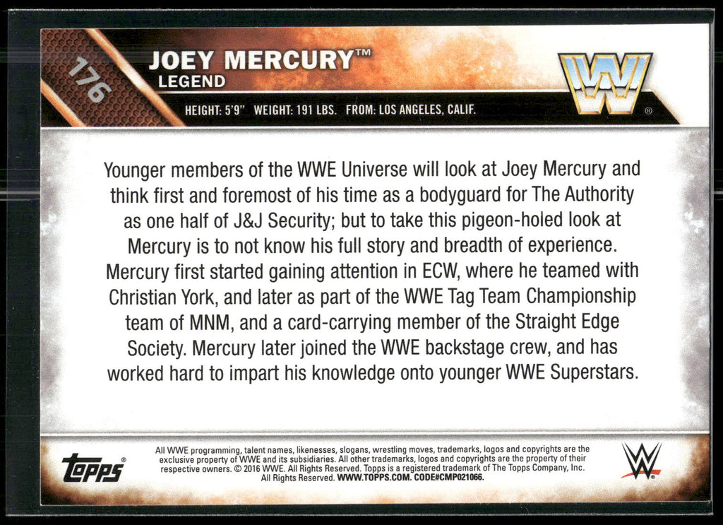 2016 Topps WWE Then Now Forever #176 Joey Mercury