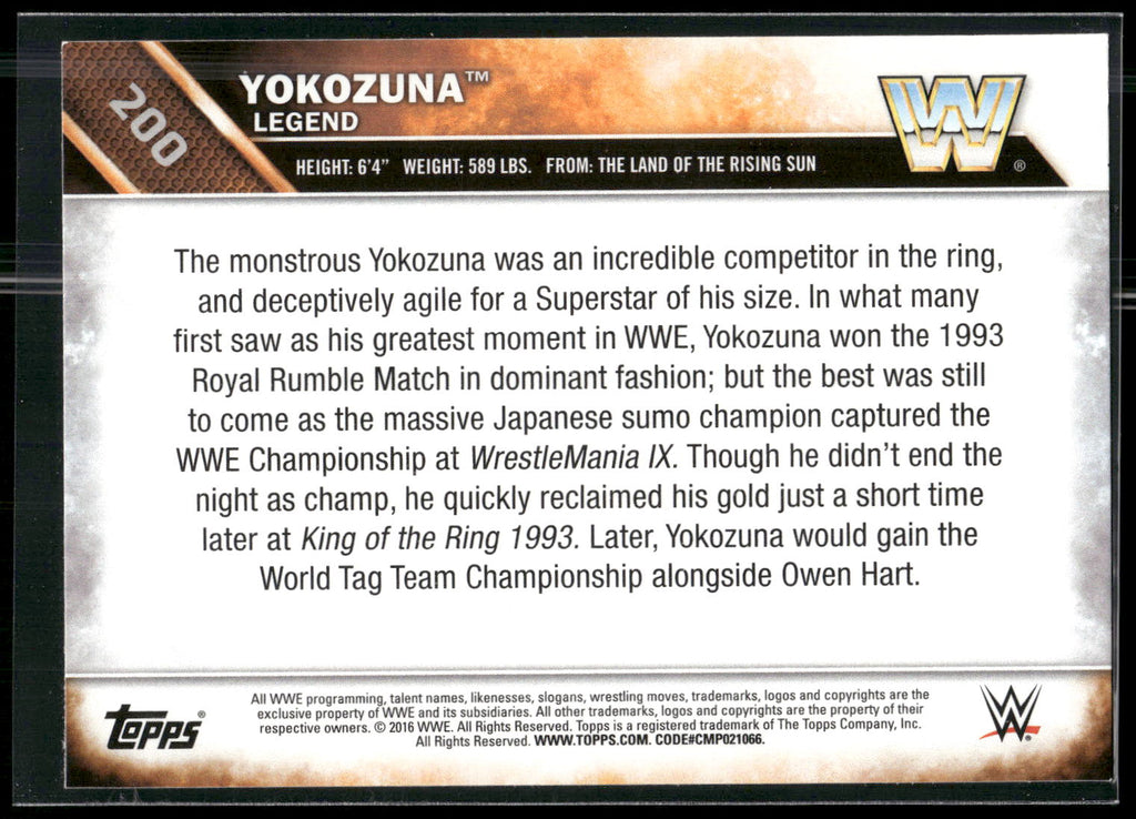 2016 Topps WWE Then Now Forever #200 Yokozuna