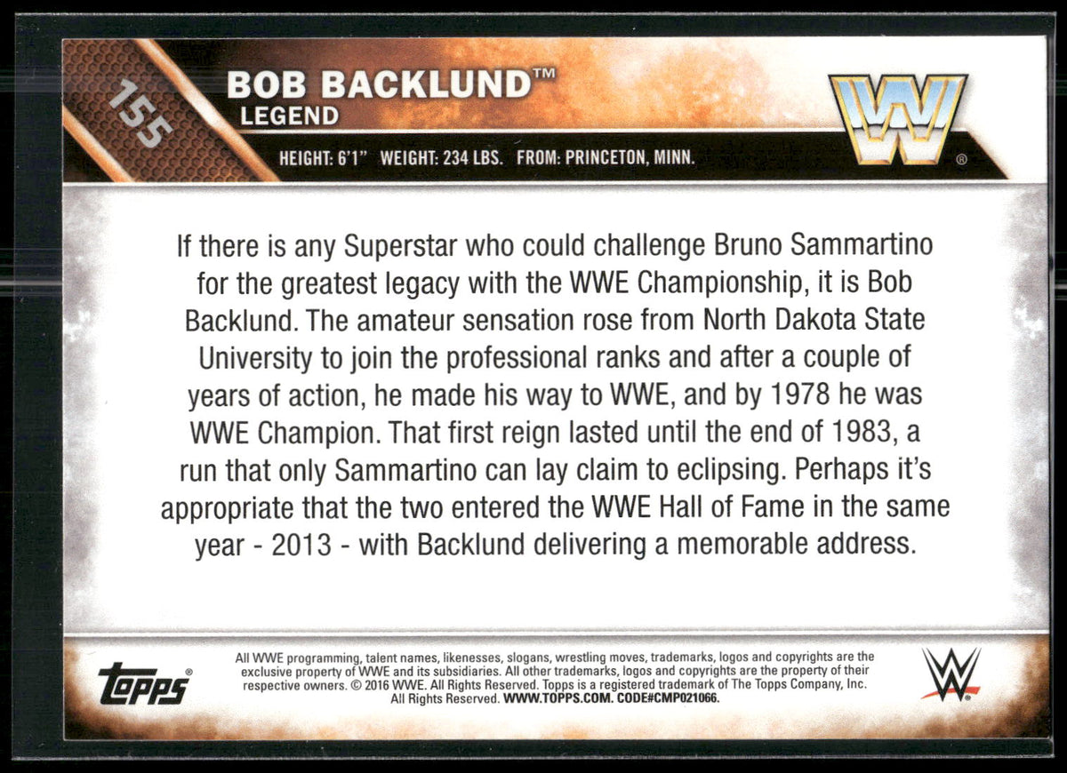 2016 Topps WWE Then Now Forever #155 Bob Backlund