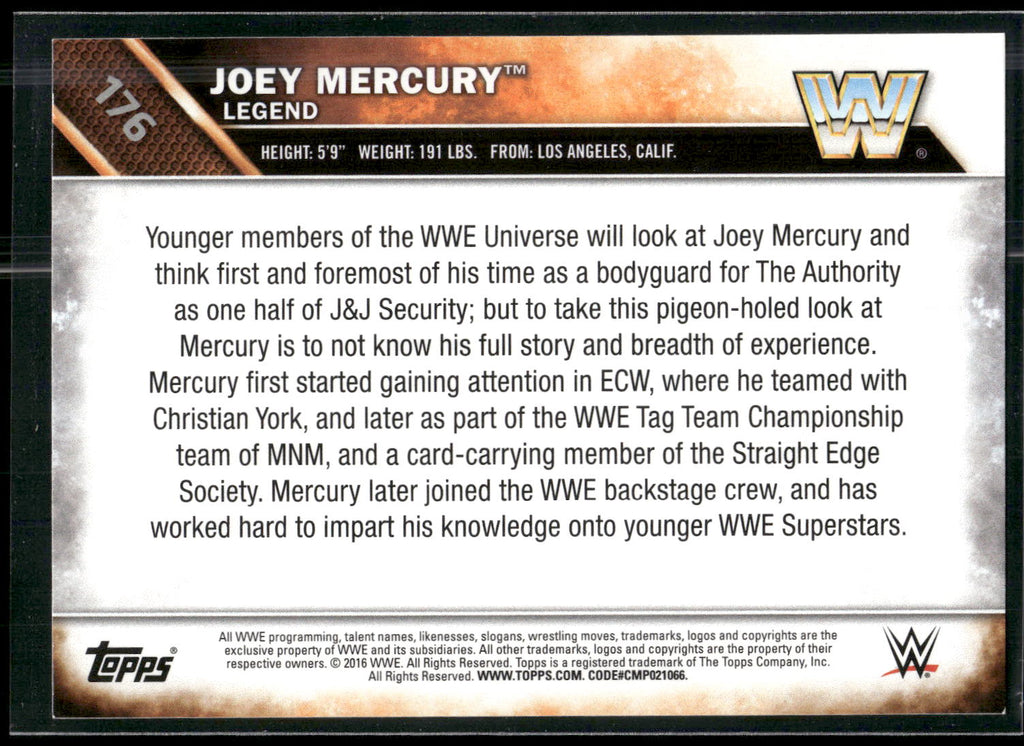 2016 Topps WWE Then Now Forever #176 Joey Mercury