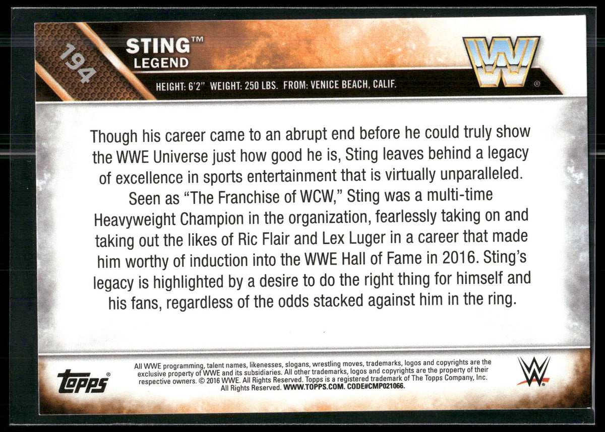 2016 Topps WWE Then Now Forever #194 Sting