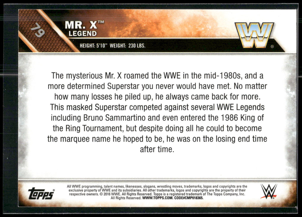 2016 Topps WWE #79 Mr. X