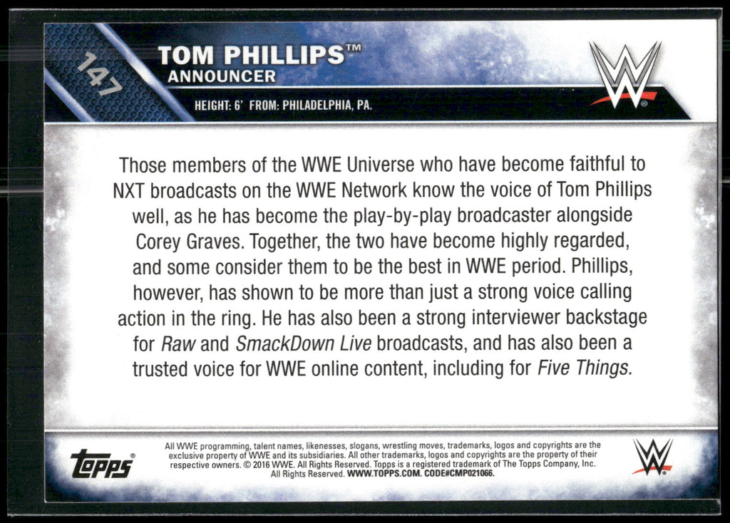 2016 Topps WWE Then Now Forever #147 Tom Phillips