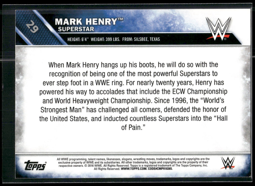2016 Topps WWE #29 Mark Henry