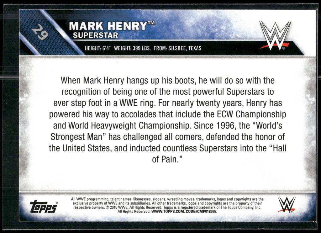 2016 Topps WWE #29 Mark Henry