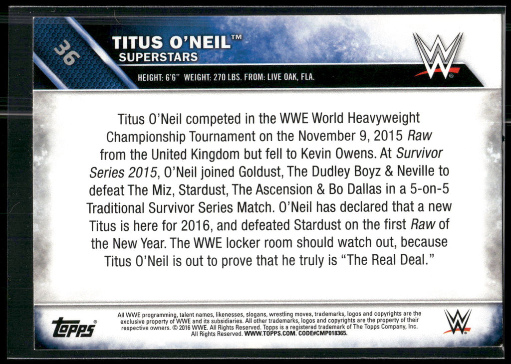 2016 Topps WWE #36 Titus O'Neil