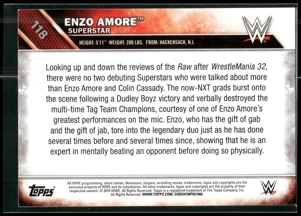 2016 Topps WWE Then Now Forever #118 Enzo Amore