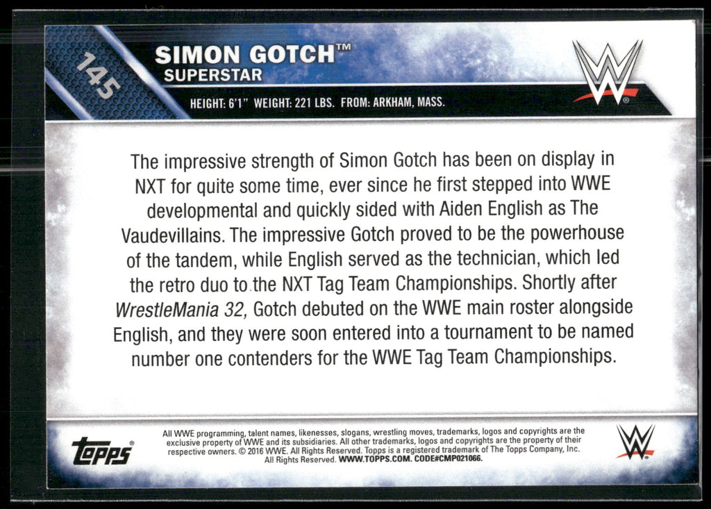 2016 Topps WWE Then Now Forever #145 Simon Gotch