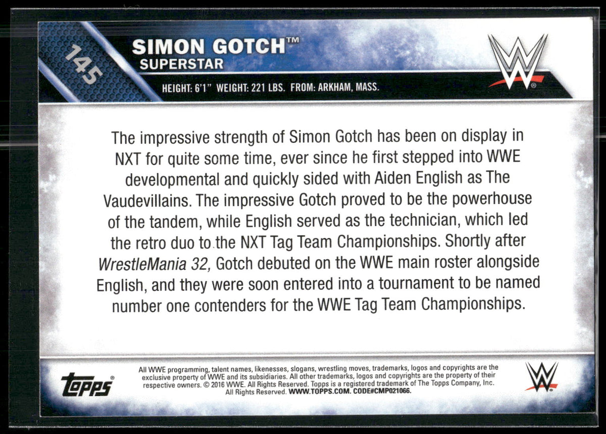 2016 Topps WWE Then Now Forever #145 Simon Gotch
