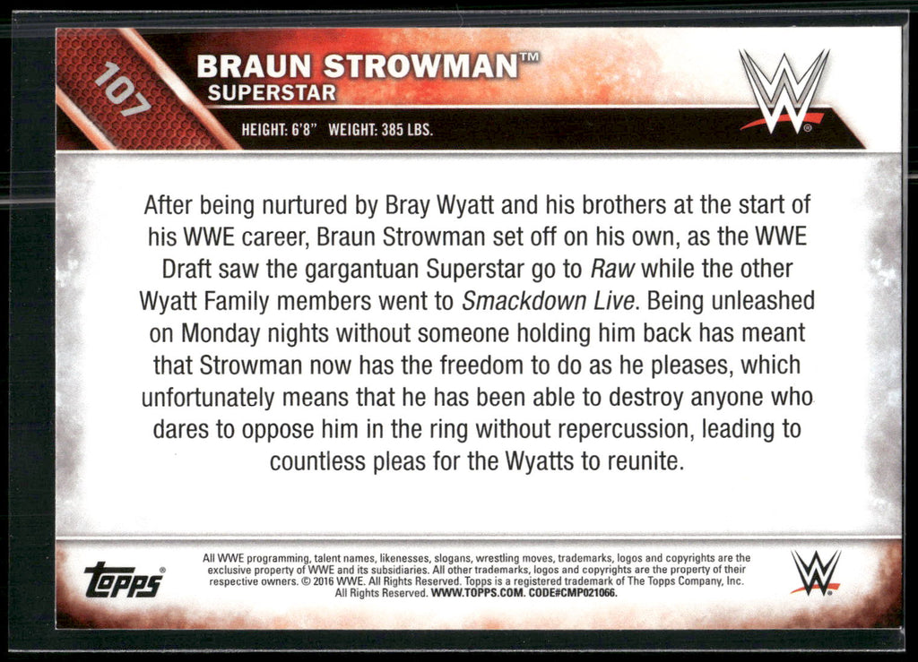 2016 Topps WWE Then Now Forever #107 Braun Strowman