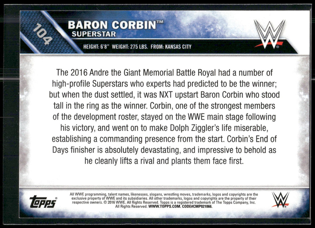 2016 Topps WWE Then Now Forever #104 Baron Corbin