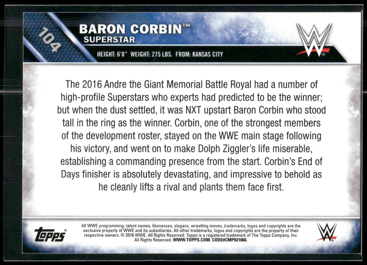 2016 Topps WWE Then Now Forever #104 Baron Corbin