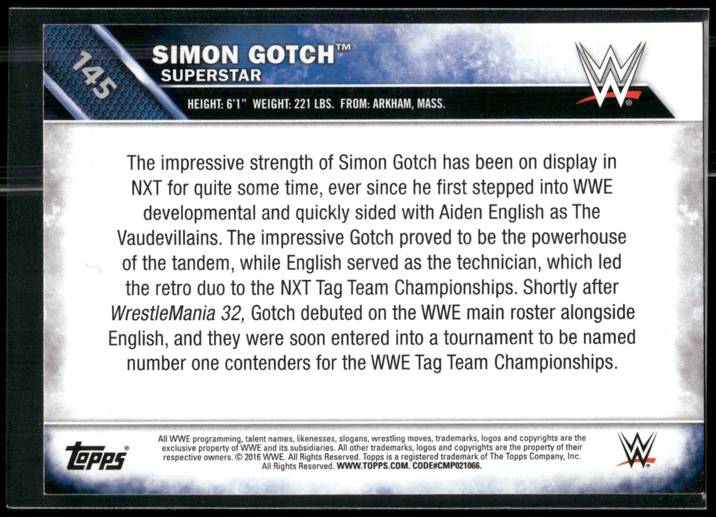 2016 Topps WWE Then Now Forever #145 Simon Gotch