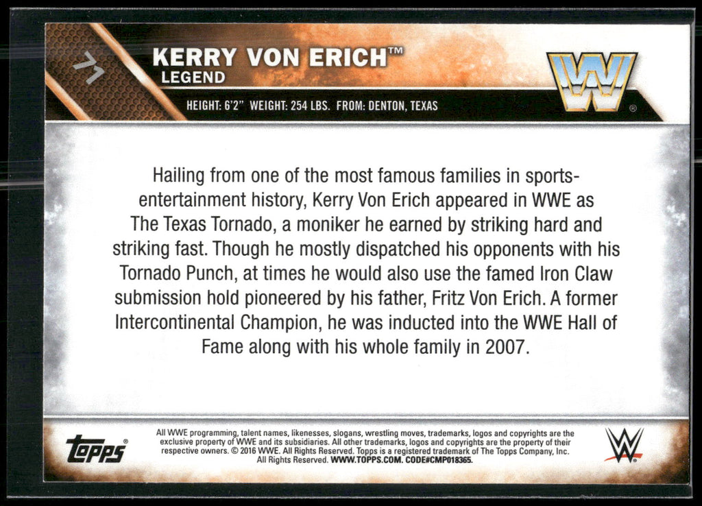 2016 Topps WWE #71 Kerry Von Erich