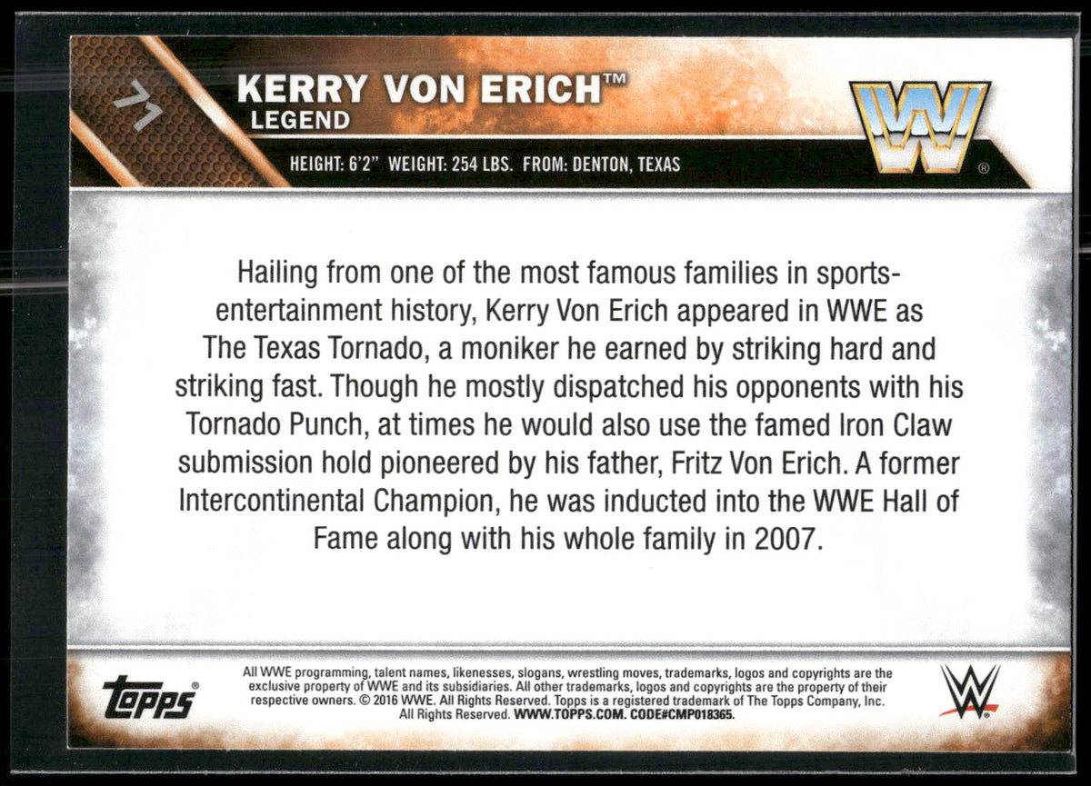 2016 Topps WWE #71 Kerry Von Erich