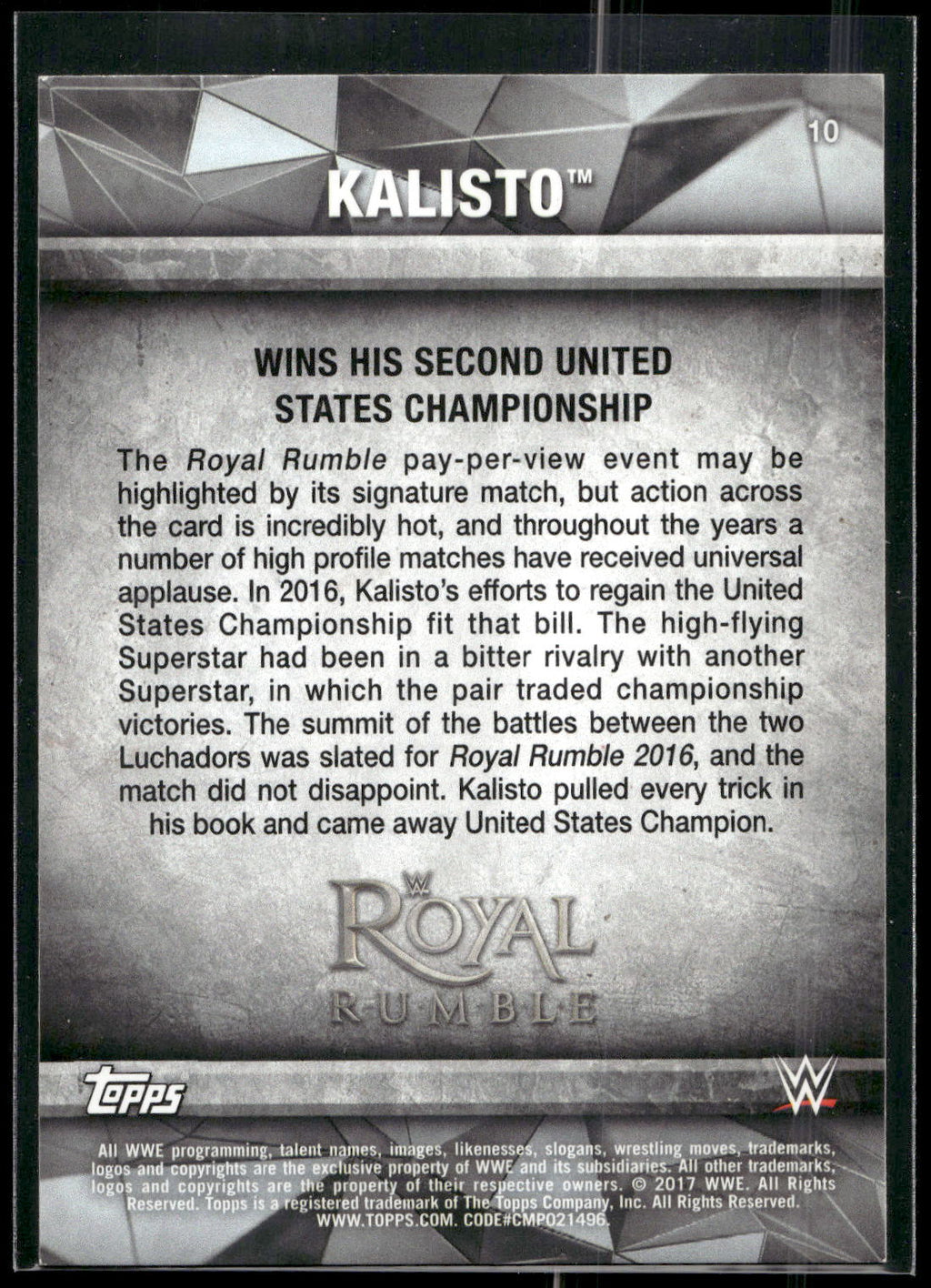 2017 Topps WWE Road To Wrestlemania #10 Kalisto