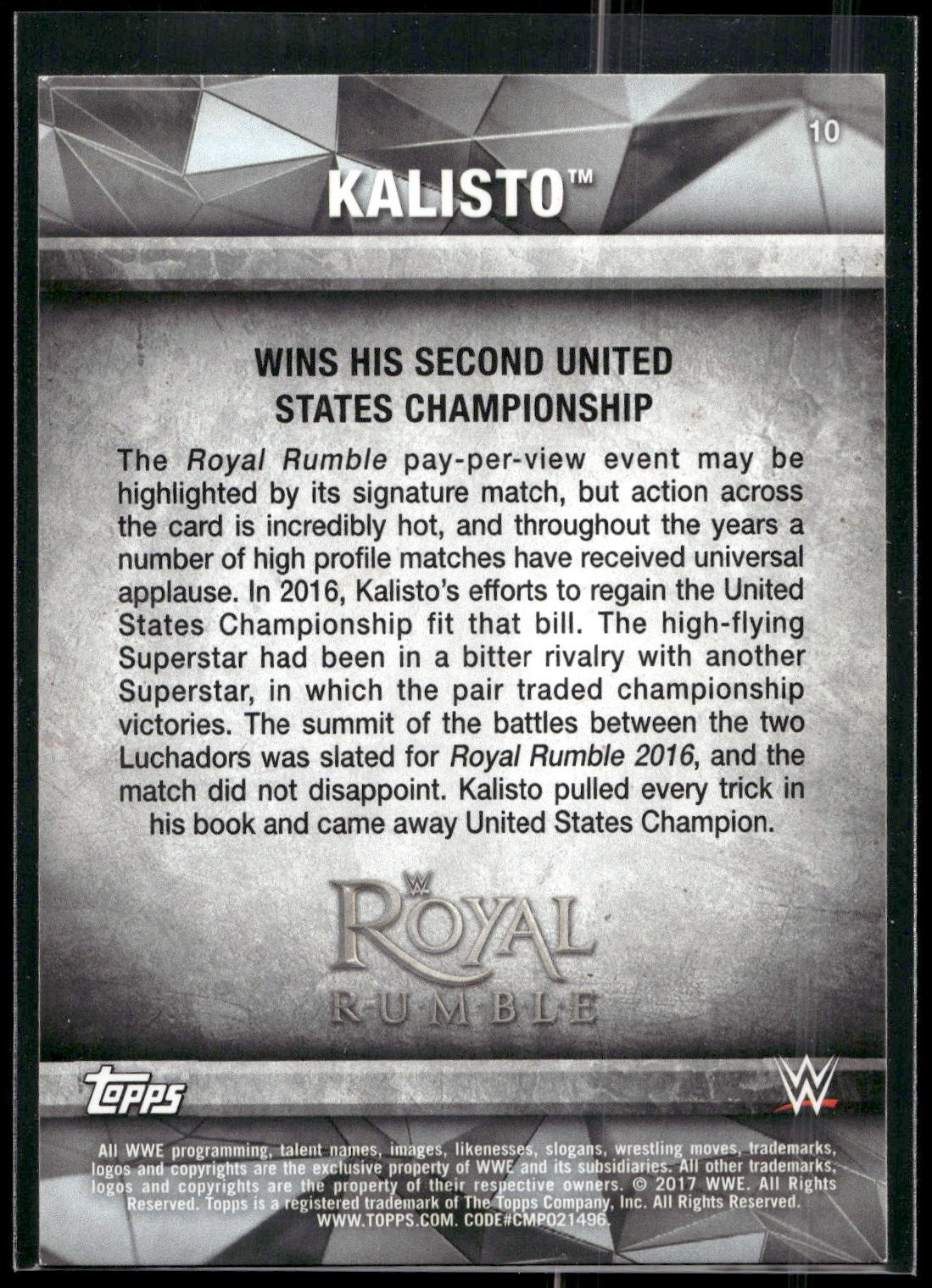 2017 Topps WWE Road To Wrestlemania #10 Kalisto