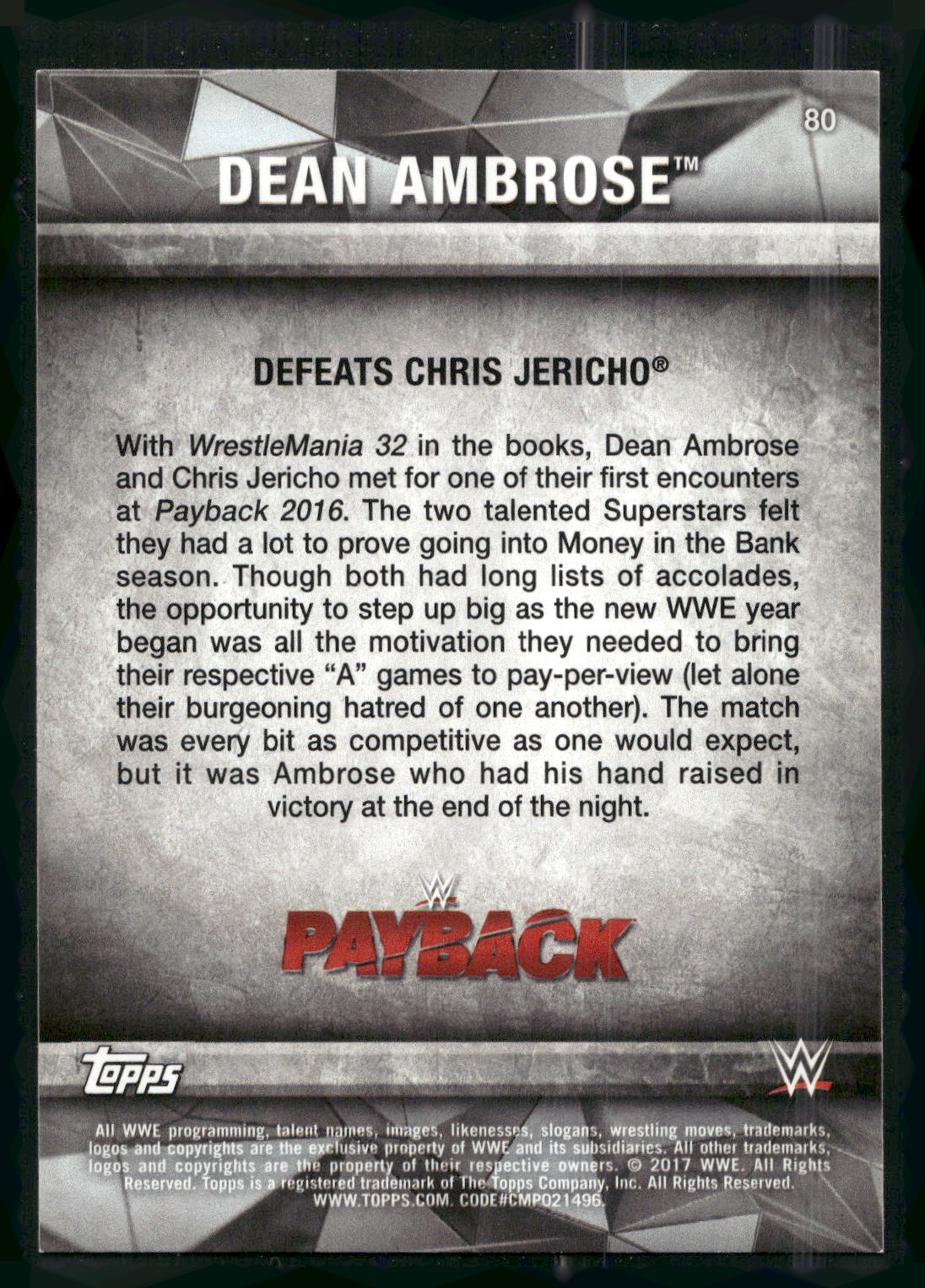 2017 Topps WWE Road To Wrestlemania #80 Dean Ambrose