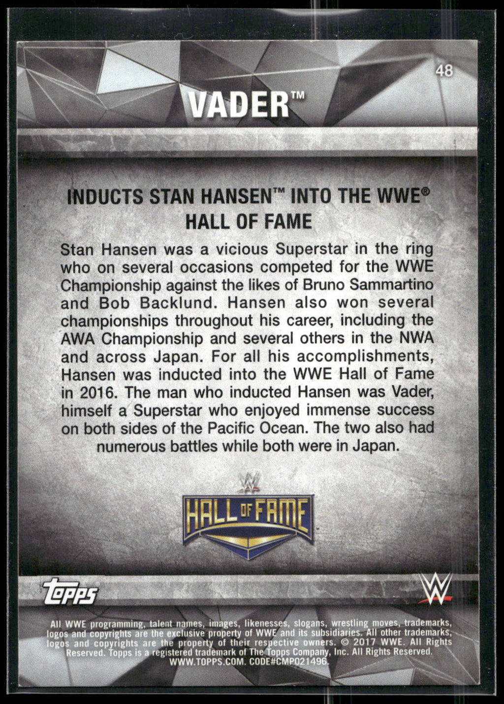 2017 Topps WWE Road To Wrestlemania #48 Vader