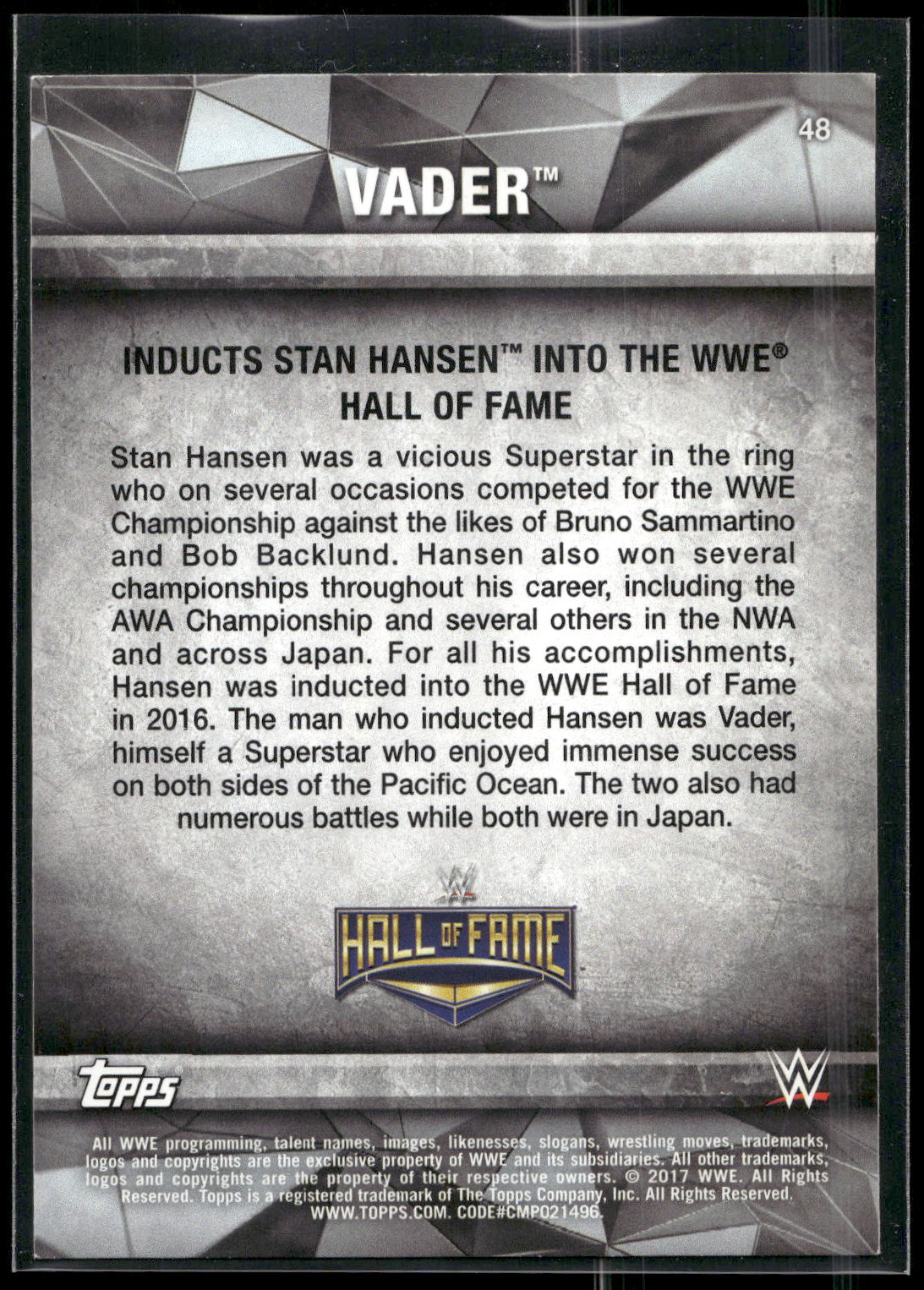 2017 Topps WWE Road To Wrestlemania #48 Vader