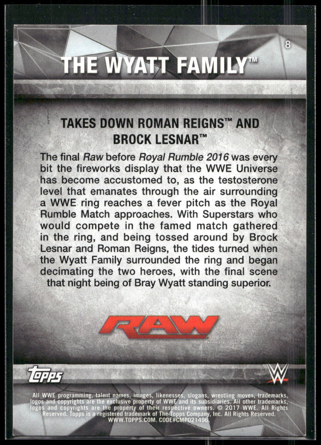 2017 Topps WWE Road To Wrestlemania #8 The Wyatt Family