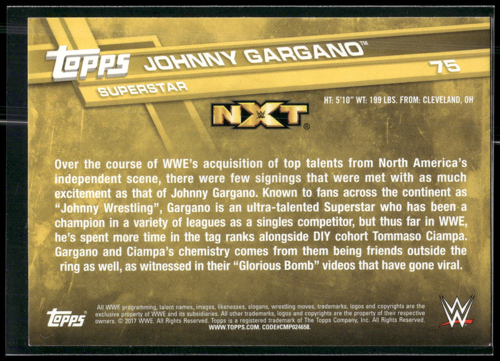 2017 Topps WWE #75 Johnny Gargano