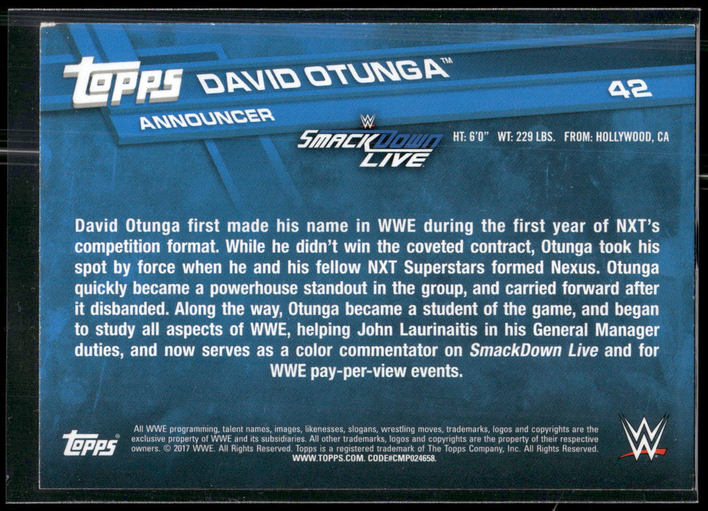 2017 Topps WWE #42 David Otunga