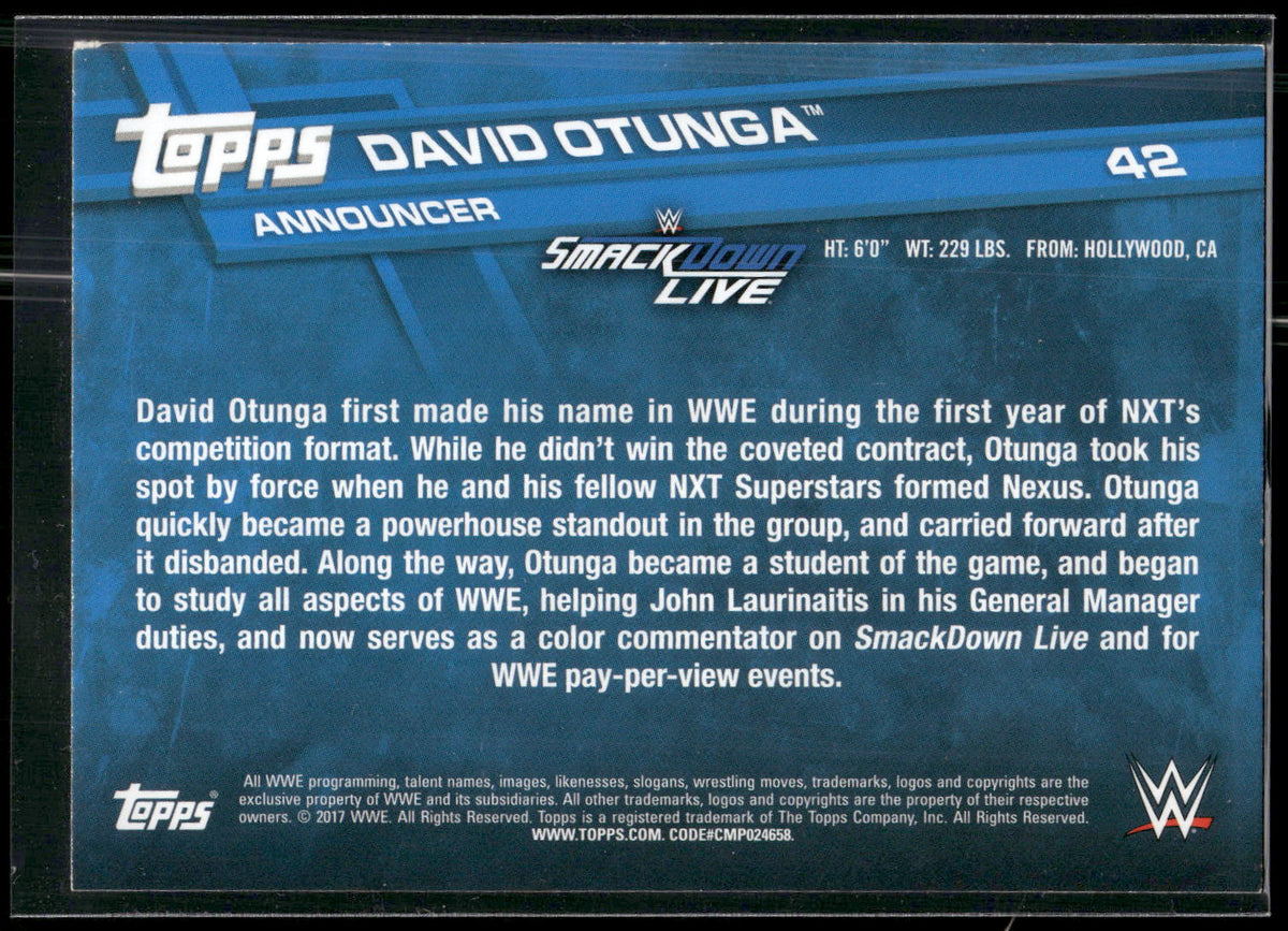 2017 Topps WWE #42 David Otunga